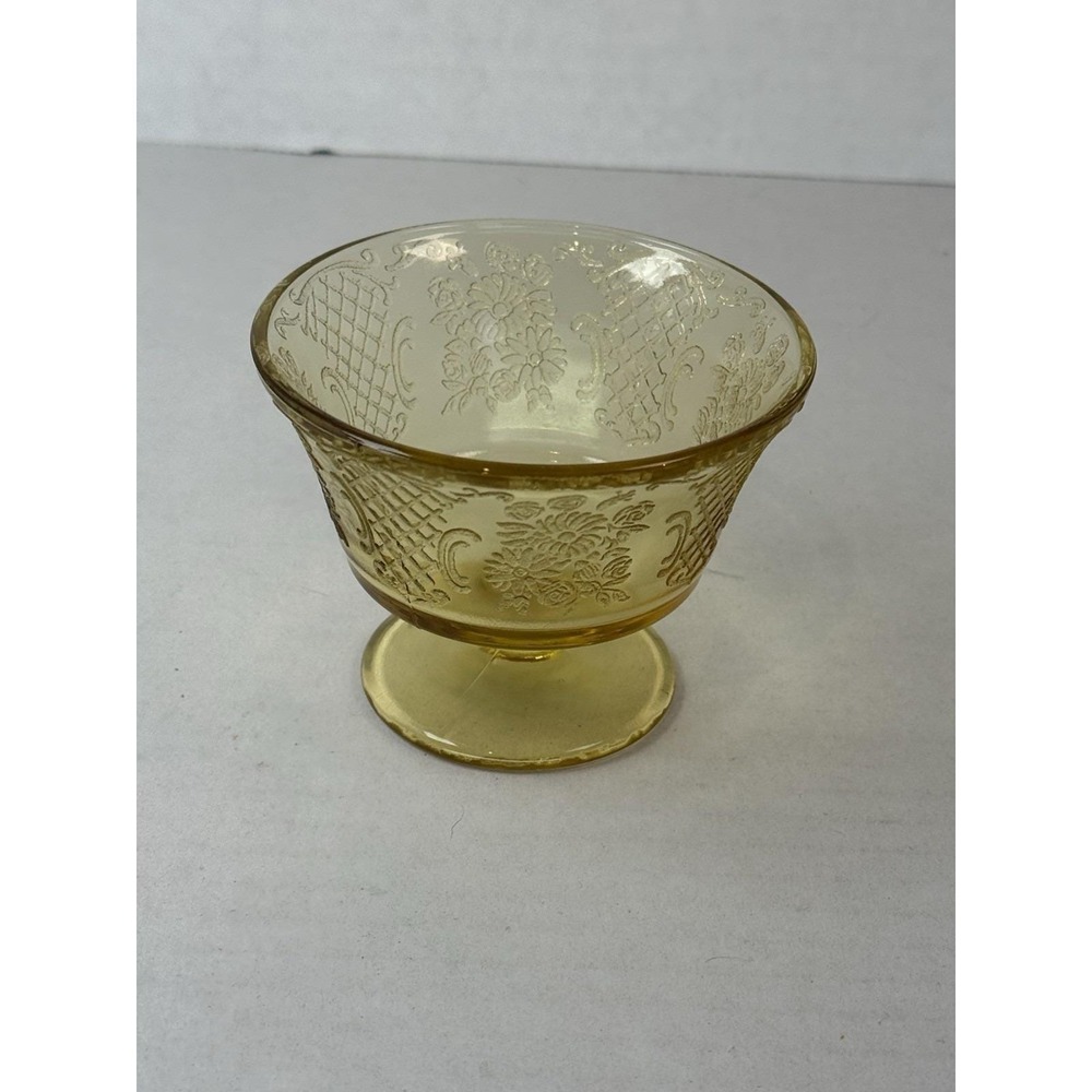 Federal Normandie Boutique And Lattice Amber Sherbet Bowl Depression Glass